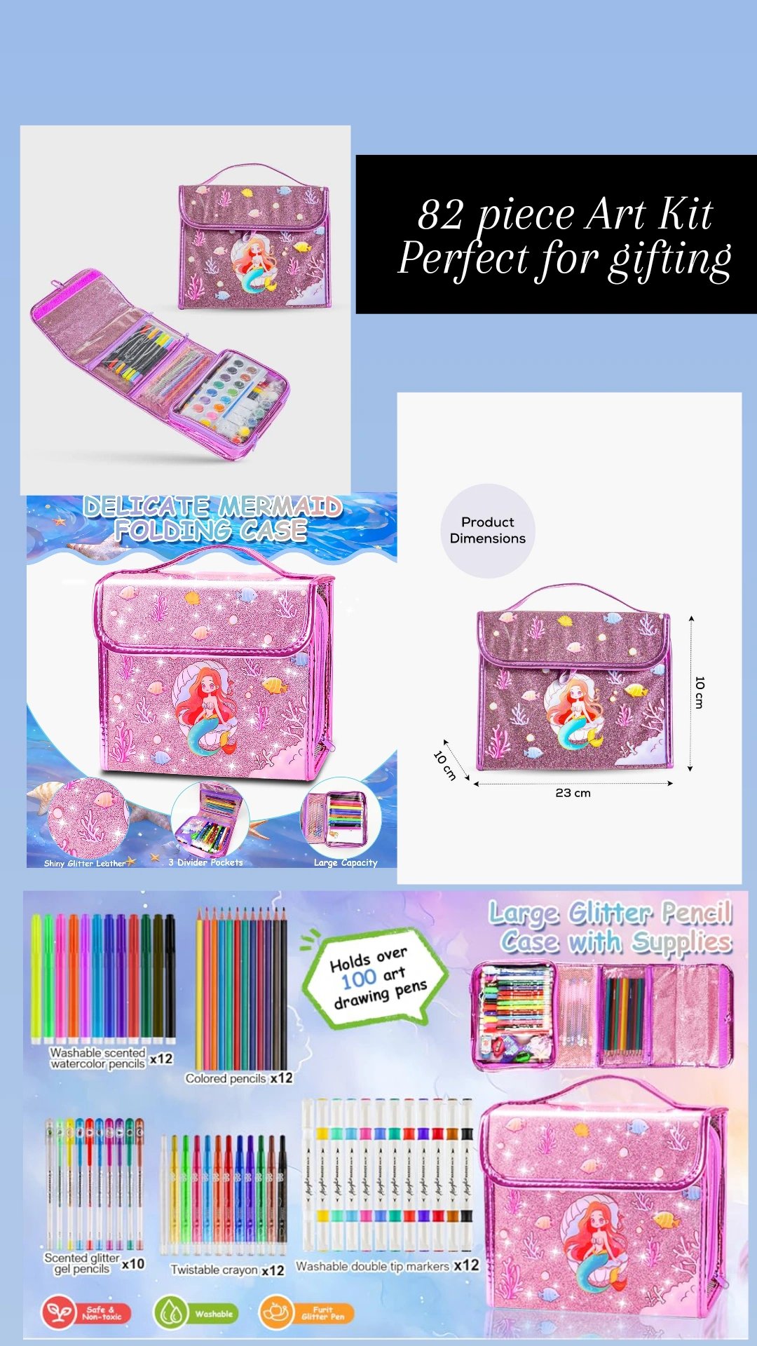 Mermaid Glitter Art Kit - Mermaid theme Art kit For Girls - Art Kit - Art set for Girls - Image 4