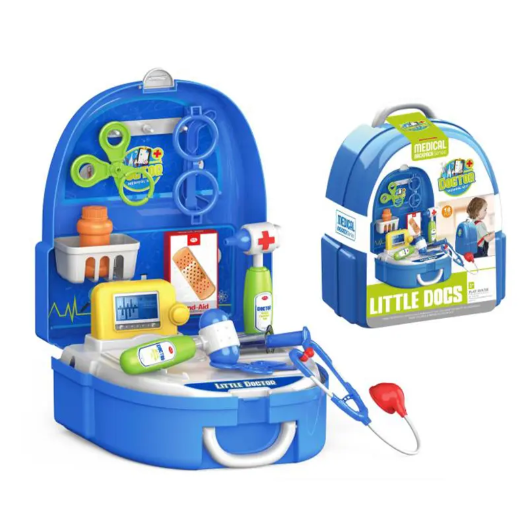 17-Pcs Kids Doctor Playset Backpack | Educational Role-Play Medical Toys| Pretend Play Doctor Set - Image 2